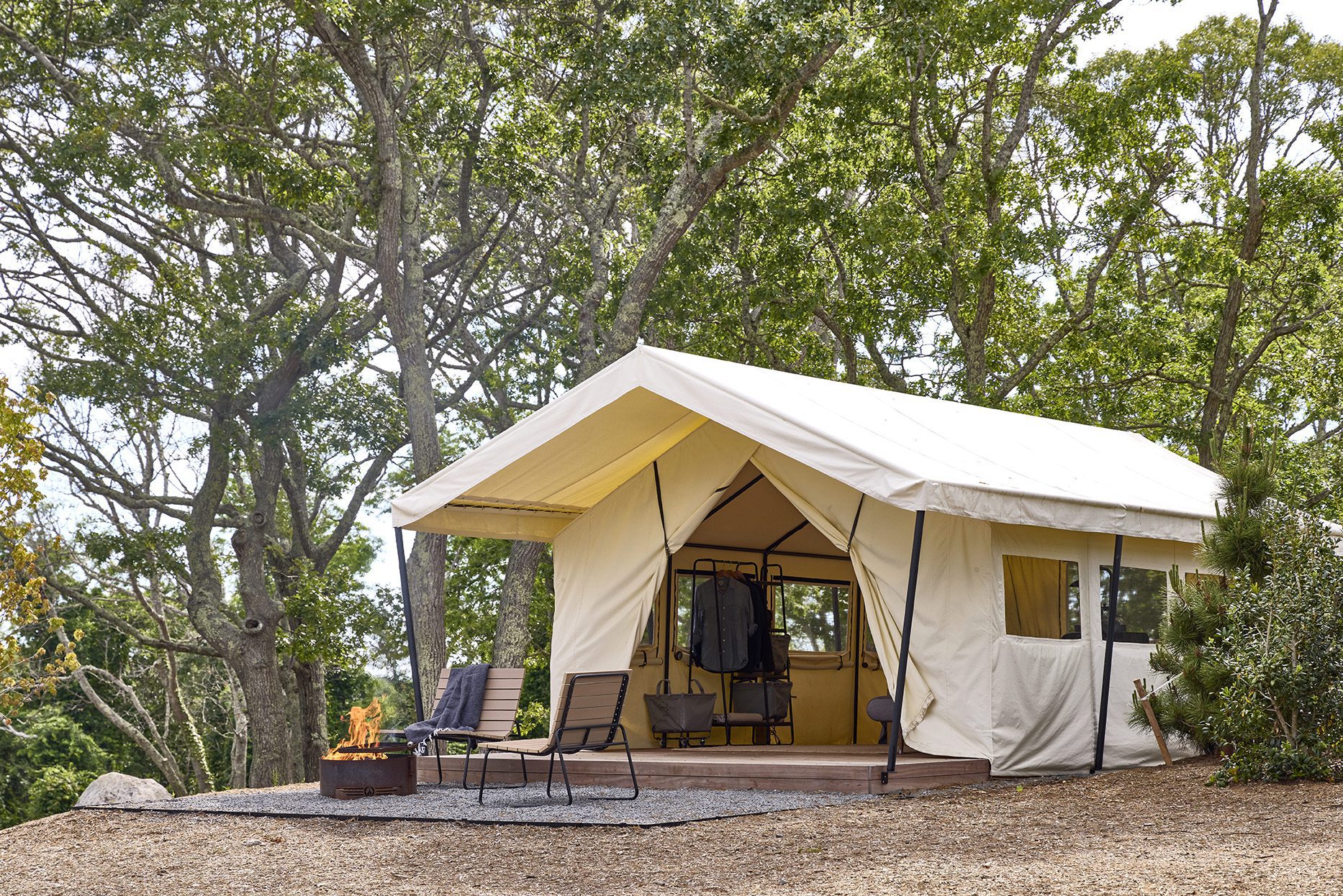 Exterior of tent set up